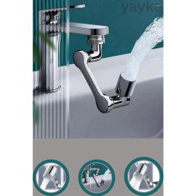 Resim Yayke 1080 Derece Dönebilen Robotik Kol Musluk Başlığı - Musluk Uzatma Aparatı Ucu 