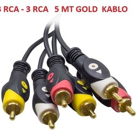 Resim 5Metre 3'lü Rca Ses Görüntü Aktarim Kablosu Sağlam 