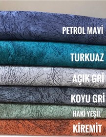 Resim Madame Blue Damarlı Kadife Süngerli Kaymaz Koltuk Çekyat Örtüsü - 482403059 