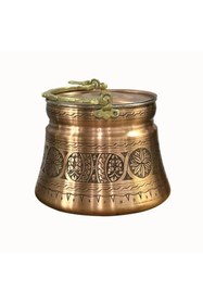 Resim Binbir Bakır Işlemeli Eskitme Yoğurt Bakır Bakraç Bakır Renk 3 Lt 