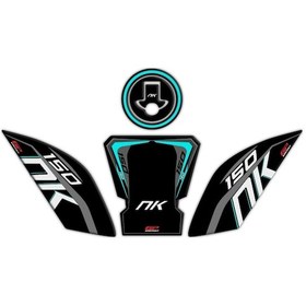 Resim GP Kompozit CF Moto 150 NK 2016-2022 Uyumlu Tank Pad Seti Siyah-Turkuaz 