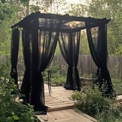 Resim 1 Ayarlanabilir Şeffaf Dış Mekan Perdesi, Perde, Solunabilir Ağ ile Çubuk Cebi, Veranda, Kulübe, Arka Bahçe, Veranda ve Gazebo Dekorasyonu için Uygun, Ayrıca İç Mekan Sivrisinek Ağı, Düğün Mekanı Dekorasyonu için Uygun, 1 Adet Set 