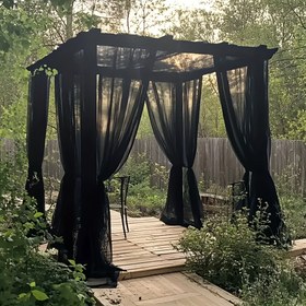 Resim 1 Ayarlanabilir Şeffaf Dış Mekan Perdesi, Perde, Solunabilir Ağ ile Çubuk Cebi, Veranda, Kulübe, Arka Bahçe, Veranda ve Gazebo Dekorasyonu için Uygun, Ayrıca İç Mekan Sivrisinek Ağı, Düğün Mekanı Dekorasyonu için Uygun, 1 Adet Set 