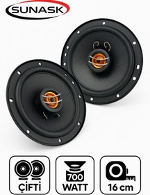 Resim SUNASK Ben Audıo Çifti 700 Watt 16 Cm Araba Oto Hoparlör Tweeter'lı Kutu Içeriği 2 Adet 