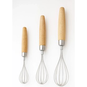 Resim 3'lü Ahşap Sap Çırpıcı Seti, Lüks Çelik Yumurtalı ve Soslu Karıştırıcılar 
