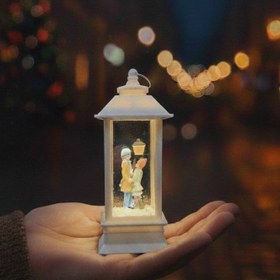Resim Birlikte Bir Ömür Işıklı Sokak Lambası Kar Küresi Beyaz 