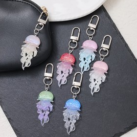 Resim 1 Adet Parlayan Denizanası Anahtarlık - Işığa Duyarlı Çadır ve Tokalara Sahip Okyanus Cazibesi, Pastel Renkler (Pembe, Mavi, Yeşil, Mor, Şeffaf) - Kadın Çantaları, Çantalarda, Sevgililer Günü Hediyeleri, Doğum Günü Partisi Aksesuarları için Gece Lambası Eki 