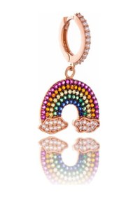 Resim Mini Gökkuşağı Gümüş Küpe-321 Rose 