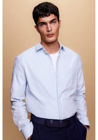 Resim Defacto Regular Fit PoloYaka Oxford Cepli Uzun Kollu Basic Düz Gömlek A8028AX23AUBE723 Mavi 