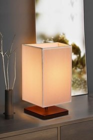 Resim Ahşap Abajur Modern Şık Yatak Odası Salon Masa Lambası (Beyaz) 