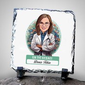 Resim Karikatürlü En Başarılı Kadın Eczacı Dekoratif Taş 