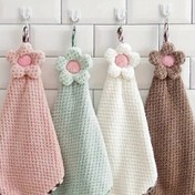 Resim 1 adet Sevimli Çiçek Desenli Asılı Havlu - Hızlı Kuruyan Mikrofiber, Döngü ile Yumuşak ve Emici, 30g/ , Banyo, Mutfak ve Ev Dekoru için İdeal, Banyo Aksesuarları|Çiçek Desenli Havlu Tasarımı|Dayanıklı Kumaş 