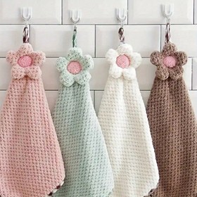 Resim 1 adet Sevimli Çiçek Desenli Asılı Havlu - Hızlı Kuruyan Mikrofiber, Döngü ile Yumuşak ve Emici, 30g/ , Banyo, Mutfak ve Ev Dekoru için İdeal, Banyo Aksesuarları|Çiçek Desenli Havlu Tasarımı|Dayanıklı Kumaş 