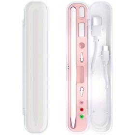 Resim Taşınabilir Apple Kalem Kutusu - 1. ve 2. Nesil ile Uyumlu, Kalemler ve Aksesuarlar için Dayanıklı ABS Saklama Kutusu, Şık Beyaz Tasarım Pembe Vurgularla, Kalem, Markerler ve Daha Fazlası için Organizatör 