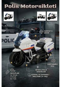 Resim Polis Motorsikleti Sürtünmeli Hareketli Gidonlu Oyuncak Motor Çok Renkli 