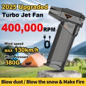 Resim Taşınabilir el tipi turbo fan, 400.000 RPM yüksek hızlı fırçasız motorlu, ekranlı ve 2x 4000mAh şarj edilebilir bataryalı elektrikli toz üfleyici! Arabalar, bilgisayarlar, klavyeler ve ev temizliği için uygun 