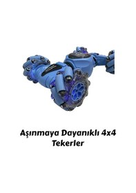 Resim Şarjlı Uzaktan Kumandalı Ve El Sensörlü 4x4 Akrobat Araba 360 Derece Dönen Işıklı Oyuncak Araba Mavi 