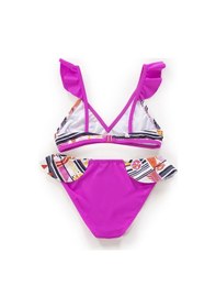 Resim Endeep Kız Çocuk Desenli Volanlı Pembe Bikini Takımı-pembe-beyaz Beyaz - Pembe 