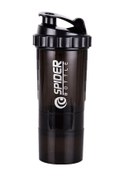 Resim 3 Katmanlar Shaker Protein Şişesi 550ml Peyniraltı Suyu Tozu Blender Fincan Black 550ml Black 