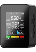 Resim Butu 5'i 1 Arada Sıcaklık Nem Tvoc Hcho Co2 Geniş Ekran Gücü Dijital Hava Kalitesi Monitörü Siyah 