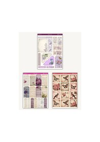 Resim 6 Lı Vintage Lavanta Temalı Sticker Seti 12x17 Cm Bullet Journal, Scrapbook, Ajanda,planlayıcı İçin Diğer 