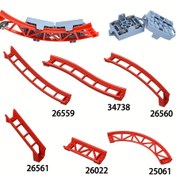Resim DIY Yapı Bloklu Ahtapot Parkı Parçaları: Kemerli Ray, Eğimli Ray, Düz Ray ve Kıvrım Ray - 25061, 26559, 26560 ile Uyumlu 