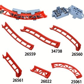 Resim DIY Yapı Bloklu Ahtapot Parkı Parçaları: Kemerli Ray, Eğimli Ray, Düz Ray ve Kıvrım Ray - 25061, 26559, 26560 ile Uyumlu 