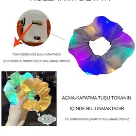 Resim Go İthalat Lila Mor Renk Led Işıklı Lastikli Saç Tokası - 3 Modlu Festival - Parti Saç Tokası 0 - 99 