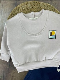 Resim Bebicix 3 İplik İçi Şardonlu Armalı Kışlık Erkek Bebek Takım Kese Kağıdı Beyaz - Lacivert 