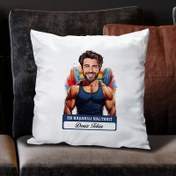 Resim Karikatürlü En Yakışıklı Halterci Yastık 
