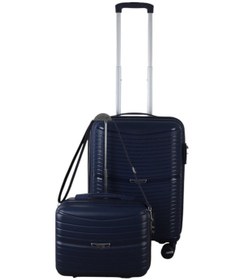 Resim Mçs V379 Aura Y.üretim Pp Valiz 55 Cm + Makyaj Siyah Set Lacivert 