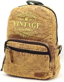 Resim Old Cotton Cargo 5055 Rabel Pamuk Kumaş Salaş Vintage Sırt Okul Seyahat 15 inç Laptop Tablet Çantası (Açık Kahverengi) 