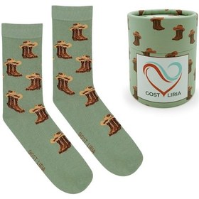 Resim Gost Liria Cowboy Socks Desenli Unisex Soket Çorap Yeşil 