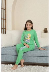Resim Kız Çocuk Uzun Kol Pijama Takımı Yeşil 