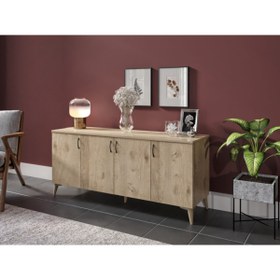 Resim KZNMOB HOME Çok Amaçlı Meşe Konsol - Tamamı 1. Kalite Mdf 