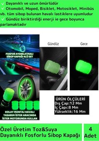 Resim Özel Otomobil Bisiklet Motosiklet, Minibüslerle Uyumlu 4 Adet Fosforlu Yeşil Sibop Kapağı 