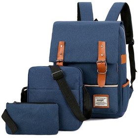 Resim Lemestar Usb Şarjlı 3'lü Set Nylon Çanta - İş Ve Seyahat İçin Büyük Kapasiteli Bilgisayar Çantası Mavi Koyu Mavi 