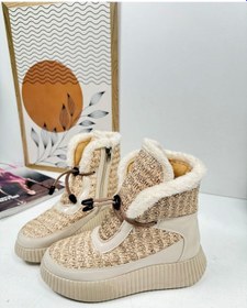 Resim Günlük Kadın Kar Botu Kürklü Bağcıklı Fermuarlı Rugan Rahat Yüksek Kalın Tırtıklı Taban Bootie 77546 Bej Rugan Bej 