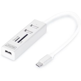 Resim Genel Markalar Usb 2.0 Tip C 3 Port Hub, Kart Okuyucu, 3 X Usb 2.0. 1 X Sd, 1 X Microsd Kart Yuvası, Alümin 