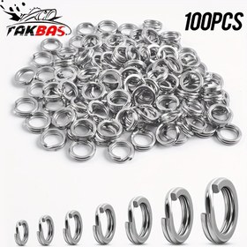 Resim TAKBAS 100 adet Paslanmaz Çelik Bölünmüş Halkalar - Balıkçılık Yemleri ve Terminal Tackle Bağlayıcılar için Düz, Dayanıklı Tel saç tokası, Tuzlu Su Balıkçılığı için İdeal, Balıkçılık Gereçleri|Dayanıklı Balıkçılık saç tokası|Paslanmaz Çelik Halkalar, Balıkçılık saç tokası 