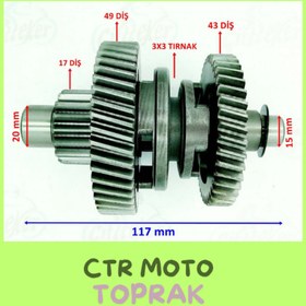 Resim CTR ATV MXU150 LX200 Şanzıman Geri Vites Yön Dişli Seti - 17/49/43 Diş 3x3 Tırnak 