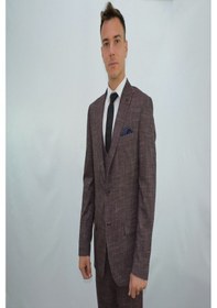 Resim Presto Erkek Yelekli Slimfit Takım Elbise 6 Drop Bordo-777-800 Bordo 