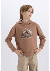 Resim DeFacto Erkek Çocuk Kapüşonlu Baskılı Sweatshirt D6219A824CWBN554 