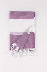Resim Mor Kalın Çizgili Pamuk Peştemal 