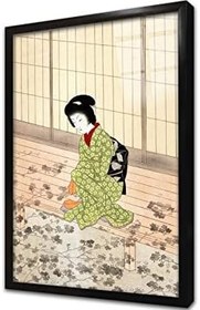 Resim Oturan Japon Kadın Çerçeveli Cam Tablo 20x30 cm CB31001 