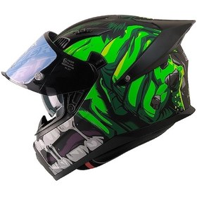 Resim Fazer Ece 22.R06 Double Vizörlü Full Face Motosiklet Kaskı Siyah Yeşil 