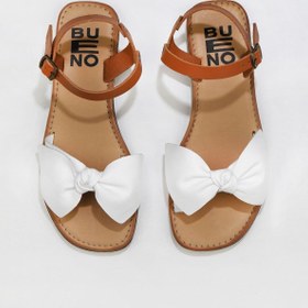 Resim Bueno Shoes Beyaz Taba Deri Kadın Düz Sandalet 01wu3424 