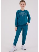 Resim Erkek Çocuk Alt Üst 2 Parça Eşofman Takımı Us2225 Petrol Yeşili 