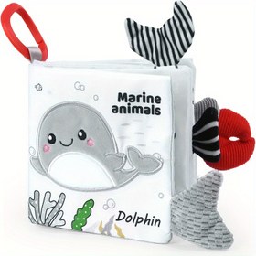 Resim 1pc BBSKY Yumuşak Bebek Kitabı 3D Hayvan Kuyrukları, Duyusal Dokunma ve Hissetme Eğitici Karton Kitabı, Anti-Yırtık, BPA Free Polyester Malzeme Erken Öğrenme ve Gelişim için - Gri ve Beyaz 