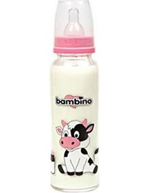 Resim Bambino Bambiş Cam Biberon-Pembe 125 ML 